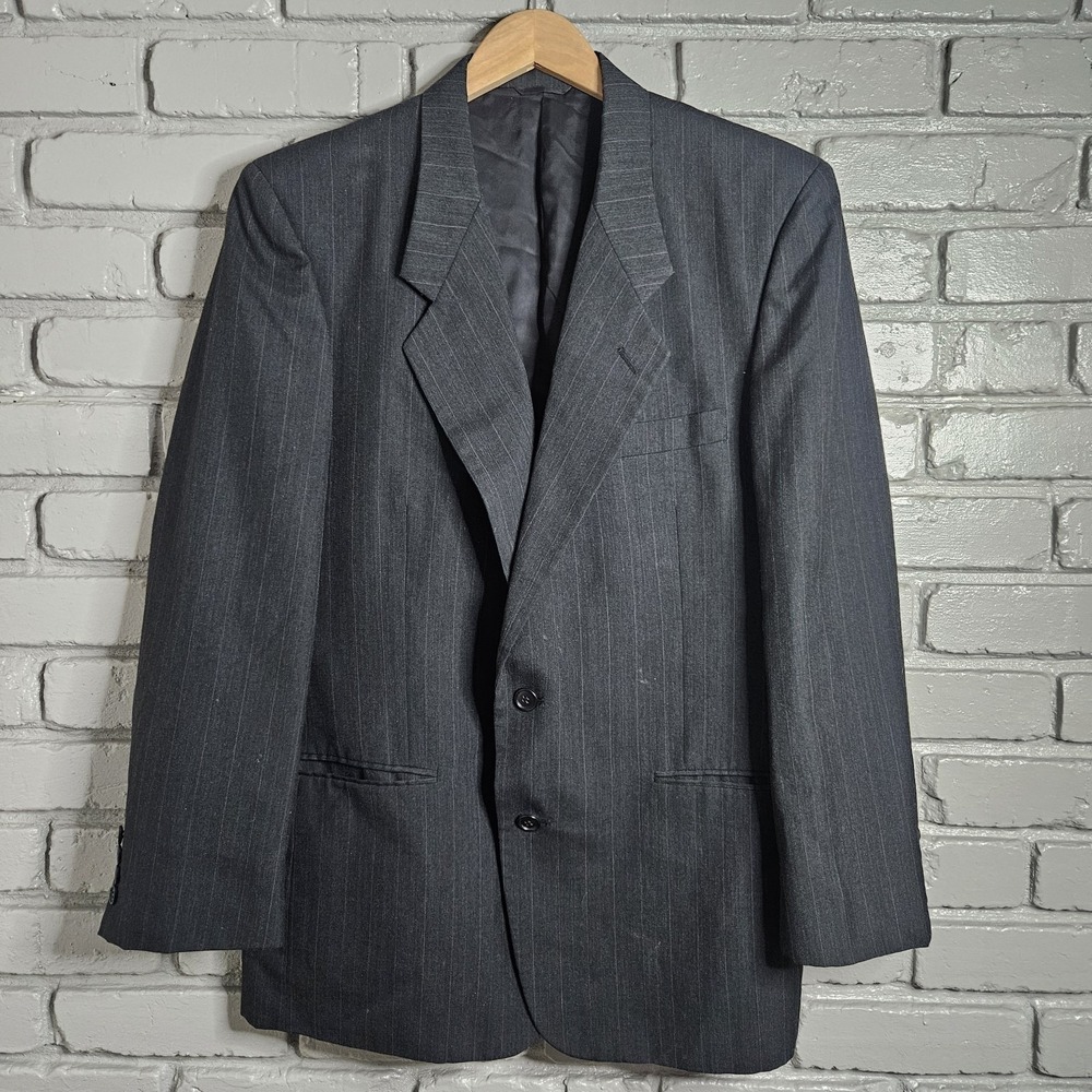 Bernini‎ Mens Blazer 42R Grey Pinstripe Made In Italy Sport Coat Jacket